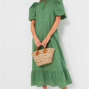 Hyacinth House Elegant Green Diamond Floral Mimi Midi Dress